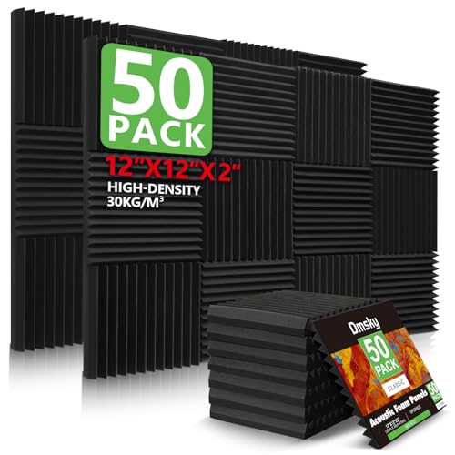 50 Pack Acoustic Foam Panels,2"X 12" X 12"Sound Proof Foam PanelsHigh Density Sound Absorbing Panels,Soundproof Wedges Panels for Studio Recording & Office & Home - color: 50P-Foam