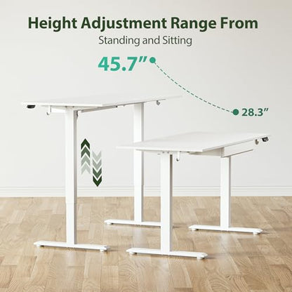Agilestic 48 * 24 Inch Electric Standing Desk with Under Drawers, White - color: Basic White, size: 48x24 Inch