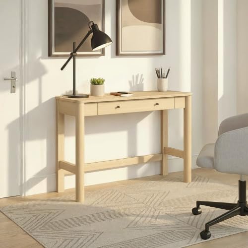 Walker Edison Penelope Modern Writing Desk with Drawer Storage, 44 Inch, Coastal Oak - color: Coastal Oak