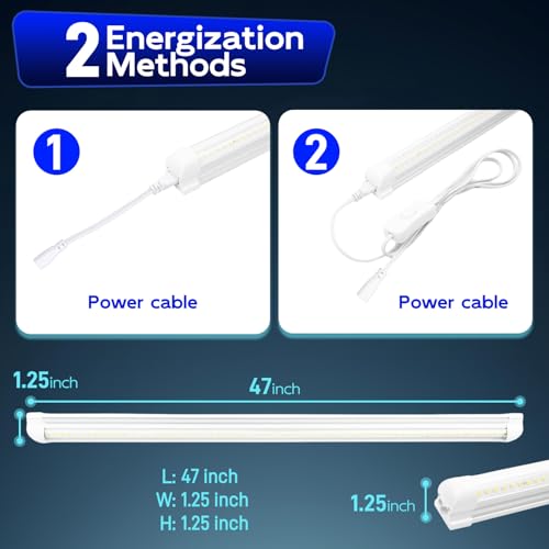 hykolity T8 LED Shop Lights 4FT, 6500K Super Bright White, 40W, 5200LM | V Shape Integrated LED Tube Light, High Output Linkable Shop Lights for Garage Workshop, Built-In On/Off Switch, 4 Pack - size: 4FT