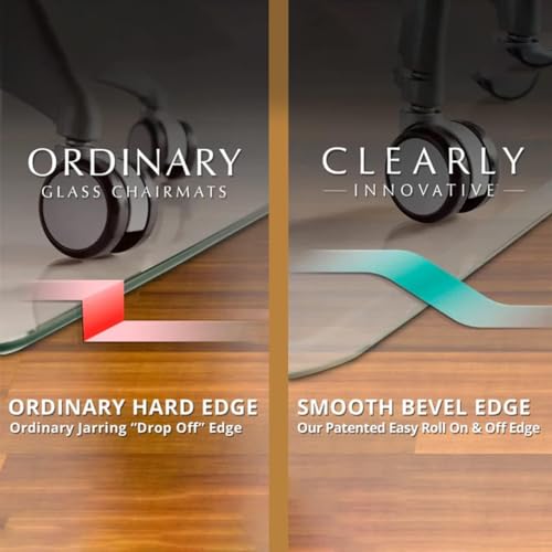 Tempered Glass Chair Mat with Lip for Carpet, 36" x 48" Tabbed, Clear - color: Clear (Standard Clear), size: 36" by 48" Tabbed