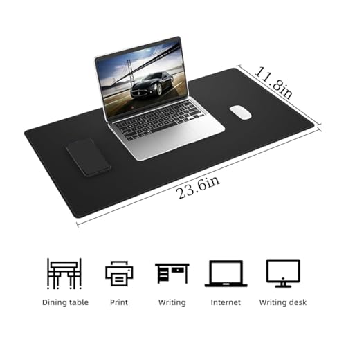 Desk Pad, Leather Non-Slip Laptop Computer Desk Keyboard Mat, Table Protector Blotter Mat, Large Mouse Pad (23.6" x 11.8")-Black - color: Black