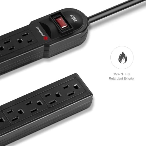 KMC 6-Outlet Surge Protector Power Strip 6 Pack - color: 6 pack black