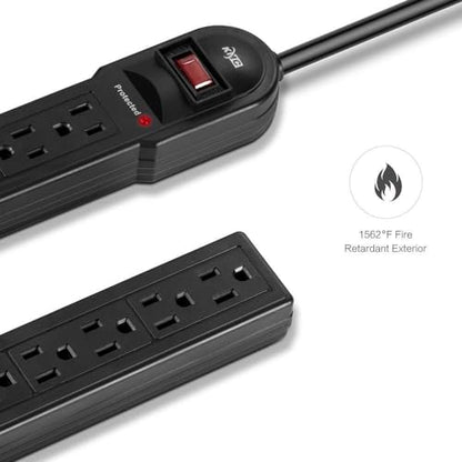 KMC 6-Outlet Surge Protector Power Strip 6 Pack - color: 6 pack black