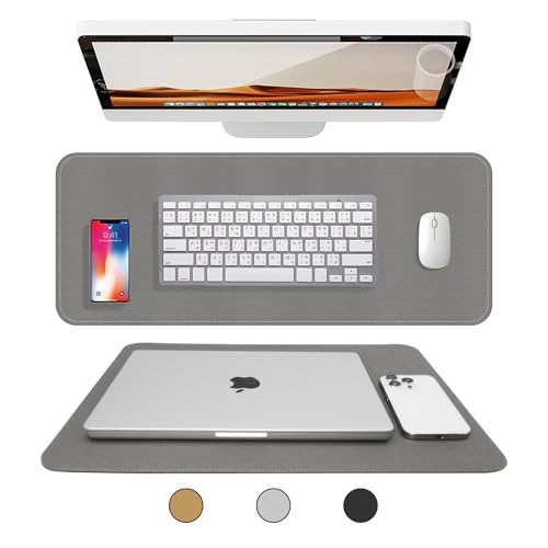 Rikan Desk Blotter Keeps Your Workspace Organized & Stylish - Luxury Blotter Desk Pad with Vegan Leather for Elegance - Perfect Laptop Pad Protects Your Desk, Enhances Style & Productivity - Grey - color: Grey, size: 17 IN x 13 IN