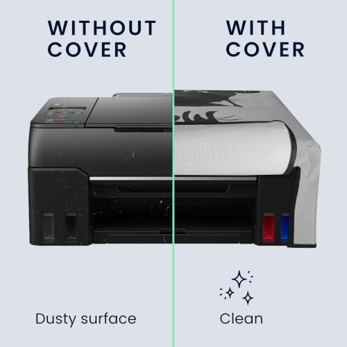 kwmobile Dust Cover Compatible with Canon PIXMA G650 / G620 - Printer Case - Grey/Black - Meow Cat - style: Meow Cat 22-01