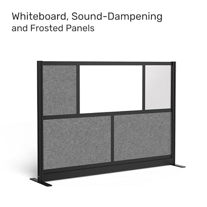 Workflow Modular Wall | Room Divider with Whiteboard, Sound-Dampening, & Frosted Acrylic Panels | Expandable Office Partition for Privacy & Productivity (70" x 48") - size: 70'' x 48''