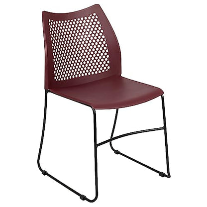 Flash Furniture Hercules Stack Chair with Air-Vent Back, Burgundy | Sled Base, Powder Coated, 661 LBS. Weight Capacity - color: Burgundy, size: Set of 1