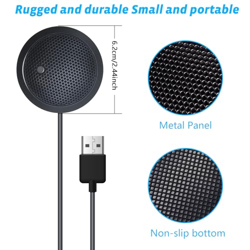 USB Microphone,Desktop Computer Mic, USB Conference Microphone with Mute Key, Plug & Play 360°Omnidirectional Condenser PC Laptop Mics,for Online Calls/Class/Recording Video (Not a Speaker)