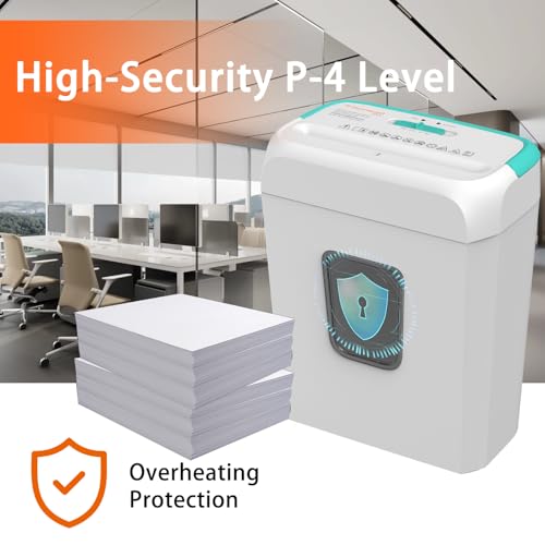 Bonsaii High Security Shredding Paper Shredder, 6-Sheet Cross-Cut, Credit Card Shredder, Home Office, Handle for Document, Mail, Staple, 3.4 Gal Wastebasket, White & Blue - color: Green, size: Crosscut