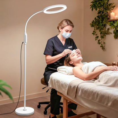 Supe Bright 24W Dimmable LED Floor Lamp with Remote Touch Control Adjustable Gooseneck Standing Light for Reading Makeup Tattoo Lash Extensions White Modern Smart Tall Lamp Living Room Bedroom Office - color: White 24W Remote and Touch Dimming