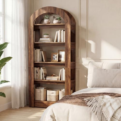 LITTLE TREE 5-Tier Arch-Shaped Bookshelf (2, Brown) - color: Brown, size: 2