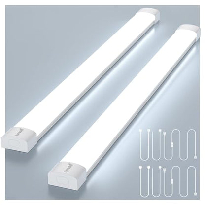 Airand Utility LED Shop Lights Fixture 4FT 2FT with Plug Linkable, 2PCS Water-Proof led Closet Lights 5000K Under Cabinet Lighting, Tube Lights 36W for Garage Kitchen Bathroom Workbench - size: 4FT-2PCS