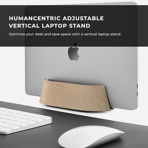 HumanCentric Vertical Laptop Stand in Maple Wood, Adjustable - color: Maple Wood