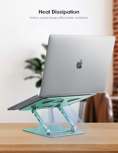 Aoviho Adjustable Laptop Stand for Desk,Portable Laptop Stand Holder and Riser,Foldable Aluminum Notebook Computer Stands for MacBook Air Pro HP Lenovo Dell Samsung, 10-15.6 inch (Fresh Green) - color: Fresh Green