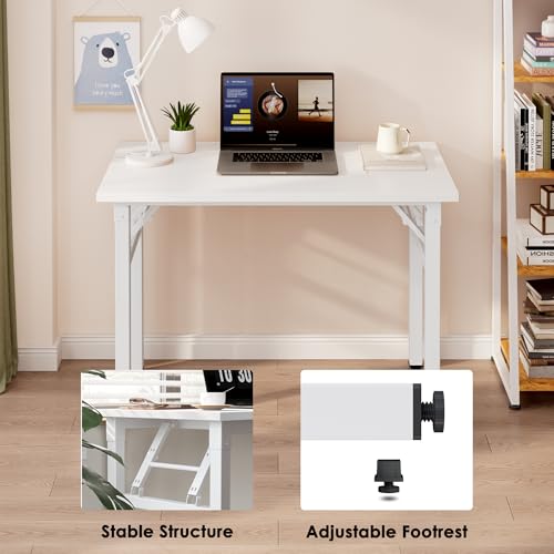 Need Small Folding Computer Desk, 35.8 Inch Writing Table, White - color: White, size: 35.8 inches