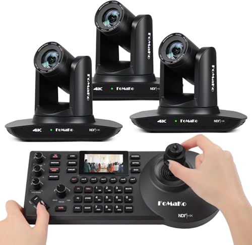 FoMaKo 4K 20X PTZ Camera HDMI with NDI and AI Auto-Tracking PTZ Camera,for Church Worship Education Conference Events,NDI 6 & NDI HX3 Certified(K20UHx3+KC608 Pro) BK20UH3 - color: Black