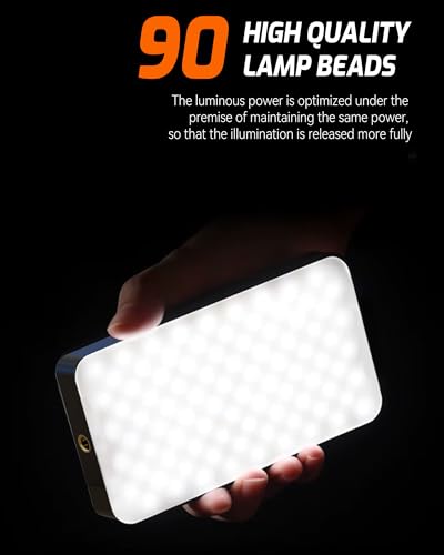 Portable Selfie Light for iPhone: 90 LED Rechargeable Phone Fill Lights, Ring Light for Camera Picture, Makeup Photo, Video Conferences, Laptop Use, Zoom Meetings, TikTok, Vlog Photography - color: Black