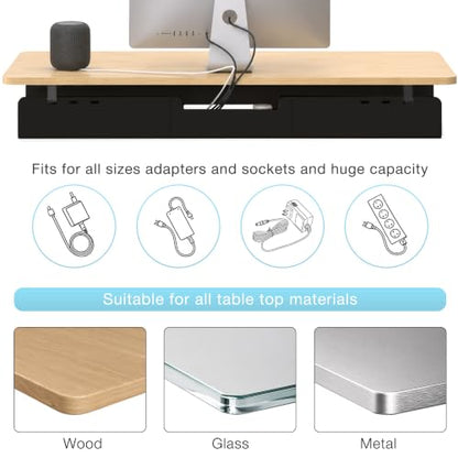 No-Drill Under Standing Desk Cable Management,31.5" L,Black - color: Black, size: 31.5"