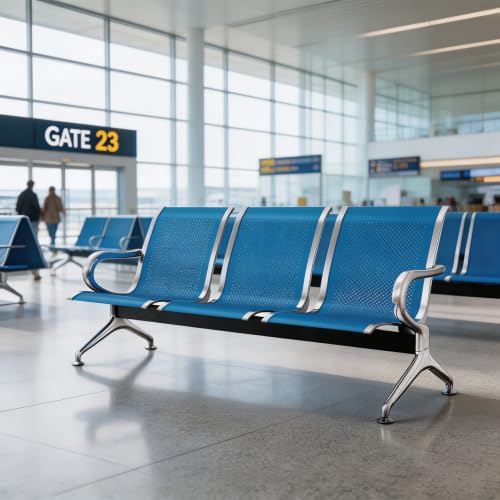 Kinsuite Waiting Room Chairs - Airport Reception Chairs 3 Seat Office Guest Chairs & Reception Chairs for Office, Business, Bank, Hospital, Blue - color: Blue, size: 3-Seat