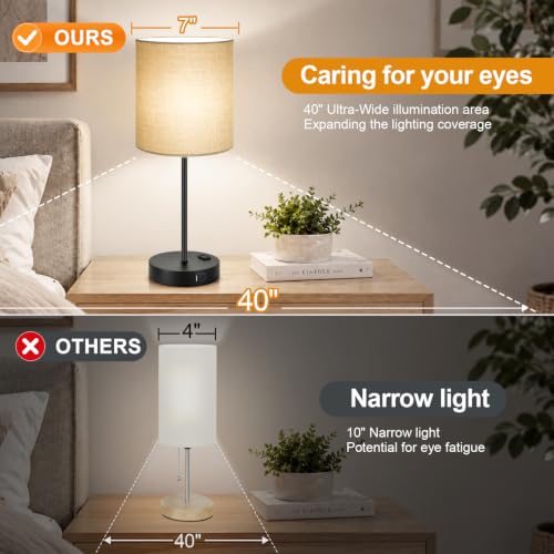 Lynnoland Set of 2 Touch Control Table Lamps, 3-Way Dimmable Bedside Nightstand Lamps for Bedroom Living Room Nursery, 800 Lumens 5000K Warmlight Bulbs Included,Champagne Gold - color: Champagne Gold & Matte Black