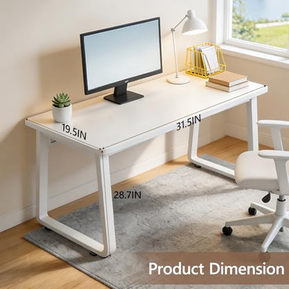 Small Office Computer Desk, Simple Style Writing Desk Waterproof and Scratch-Resistant,Sturdy Study Writing Desk with Wooden Tabletop and Metal Frame for Bedroom, Living Room, Bedroom - color: White, size: 31.5*19.5