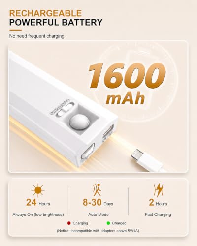 4-Pack 10 Inch Wireless Under Cabinet Lighting, 6500K Motion Sensor Light - color: White | Daylight