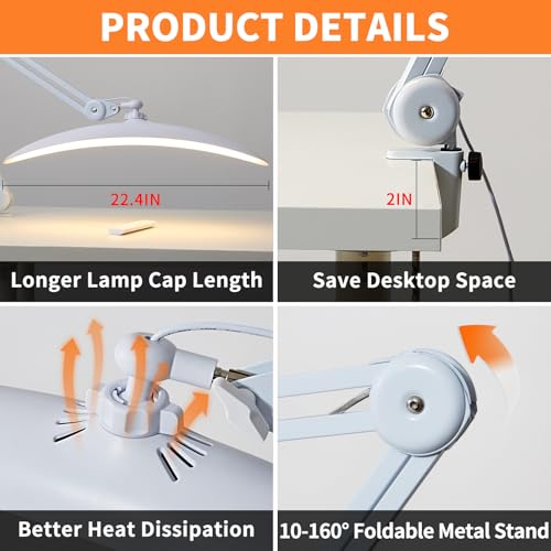 Clip On Light for Desk, 48W LED Craft Lights for Projects, Hobby Lamp | 48W Dimmable LED Light Bar for Desk with Clamp, Eye-Caring Crafting Light for Painting, Nail Art & Puzzles
