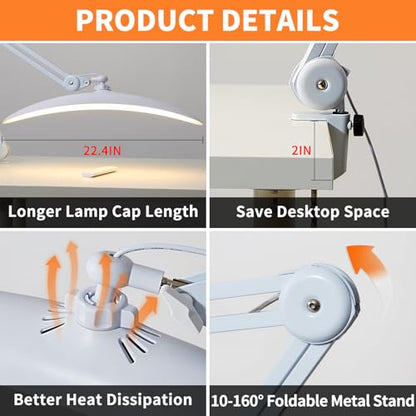 Clip On Light for Desk, 48W LED Craft Lights for Projects, Hobby Lamp | 48W Dimmable LED Light Bar for Desk with Clamp, Eye-Caring Crafting Light for Painting, Nail Art & Puzzles