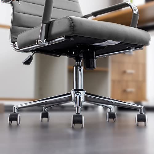 Office Desk Chair,Modern Leather Conference Room Chairs,High Back Ergonomic Home ofiice Chair,Adjustable Height Swivel Executive Computer Chair with Armrest and Padded Seat,Grey - color: Grey