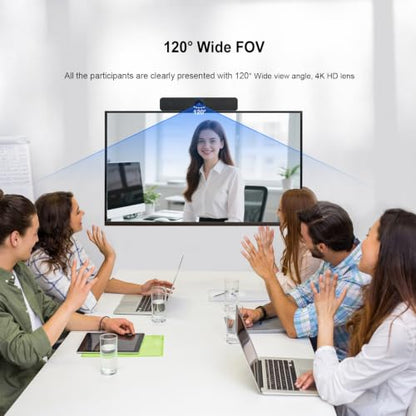 4K All-in-one AI Tracking Video Conference System, AI Speaker Tracking, 4pcs Noise-Cancelling Mics, Speaker, Auto Framing, 4K ePTZ Camera, Suitable for Computer Meeting, Video Calling