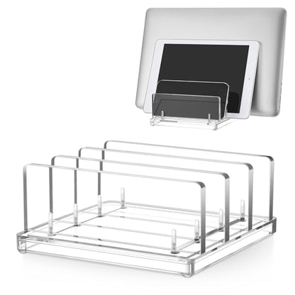 Chunful Adjustable Vertical Laptop Stand for Desk, Acrylic 3 Slot Laptop Holder Desktop, Invisible Desktop Notebook Dock for Notebook Computer, All Gaming Laptops up to 17'' - color: Clear, style: 3 Slot