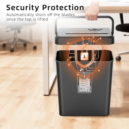 Locksworth 8-Sheet Paper Shredder, 4.23 Gallon Cross Cut Shredder for Home Office, P-4 High Security Shredders for Credit Card Staple Clip, Portable Handle Design - size: 8-sheet