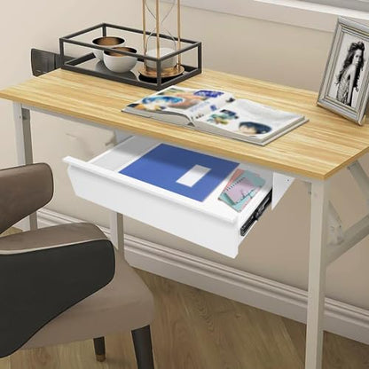 16in Under Desk Mounted Sliding Pull-out Drawer without Shell for Office Desk, Pull-out Drawer Storage Organizer for Sit Stand Workstation Store Keyboard, Mouse, White 15.7 * 9 * 3.7in