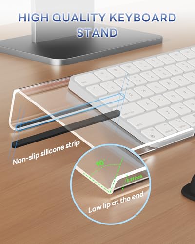 Laborio Computer Keyboard Wrist Rest, Keyboard Riser Stand for Desktop - color: Clear