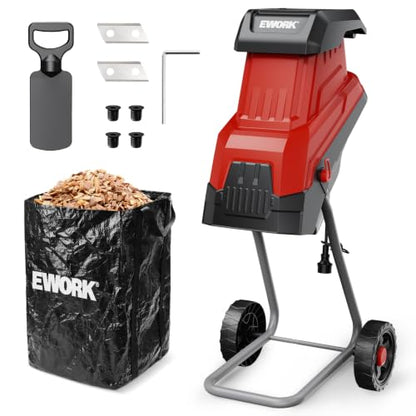 EWORK 15 Amp Electric Wood Chipper Shredder, Max 1.77" Cutting Diameter