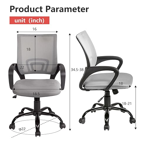 PayLessHere Office Computer Chair Ergonomic Cheap Desk Chair Adjustable Comfortable Mid Back Task Rolling Swivel with Lumbar Support for Home Office, Grey - color: Grey, style: pack of 2
