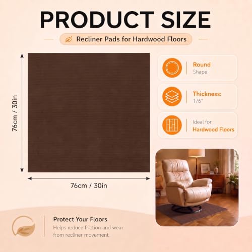 Recliner Pads for Hardwood Floors, 30" X 30" Non Slip Recliner Grippers, Furniture Pads Hardwood Floor Protectors for Furniture, Fits Recliners, Office Chair, Swivel Chairs, Brown - color: Coffee, size: 30"x30"