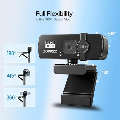 4K Webcam for PC Ultra HD Web Camera with Microphone, PDAF Autofocus,Privacy Cover,USB A & USB C Adapter, Plug & Play,Ideal for Business Meetings&Live Streaming - size: Webcam X60 4K