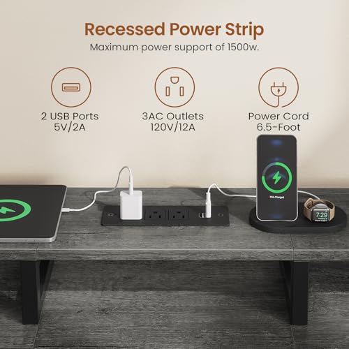 SEDETA 94.5" 2 Person Gaming Desk with 8 Drawers & Storage Shelves, Grey | Double T Shaped Office Desk with LED Lights, Power Strip with USB & Monitor Stand for Home Office, Bedroom - color: Grey