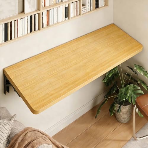 Fold Down Wall Mounted Foldable Desk, Drop Down Table with Metal Brackets, Collapsible Workbench for Laundry Room, Home Office, Kitchen, Bedroom, Home Bar(Wood,60 * 30cm) - color: Wood, size: 60*30cm