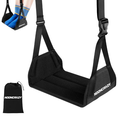 Airplane Foot Fammock, No Collapse Thickened Bamboo Plane Foot Rest Travel | Portable Airplane Foot Sling Wing with Thickened Foam & Carry Bag, Long-Flight Travel Essential Designed to Relax Your Feet - color: 1 Pc Black