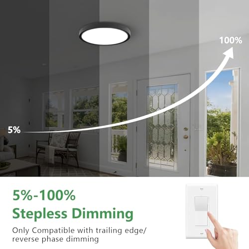 4PK 15.8Inch Dimmable Black LED Flush Mount Ceiling Light,32W,3480LM,5CCT | 2700K/3000K/4000K/5000K/6000K CCT, Black Close to Ceiling Round Flat Panel Light, Super Slim LED Ceiling Light for Bedroom - color: Dimmable - Black