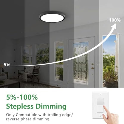 4PK 15.8Inch Dimmable Black LED Flush Mount Ceiling Light,32W,3480LM,5CCT | 2700K/3000K/4000K/5000K/6000K CCT, Black Close to Ceiling Round Flat Panel Light, Super Slim LED Ceiling Light for Bedroom - color: Dimmable - Black