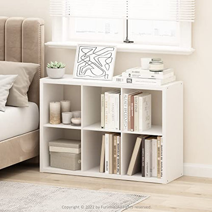 Furinno CUBICLE 6-Cube Book Shelf, Extra Thick Frame Bookshelf, White - color: White, size: 6-Cube