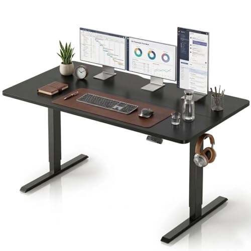 CubiCubi 63 x 28 Large Standing Desk, Height Adjustable Electric Computer Desk, 28" Deep Desktop, Sit Stand up Home Office Workstations with Preset Heights, Black - color: Black, size: 63 x 28