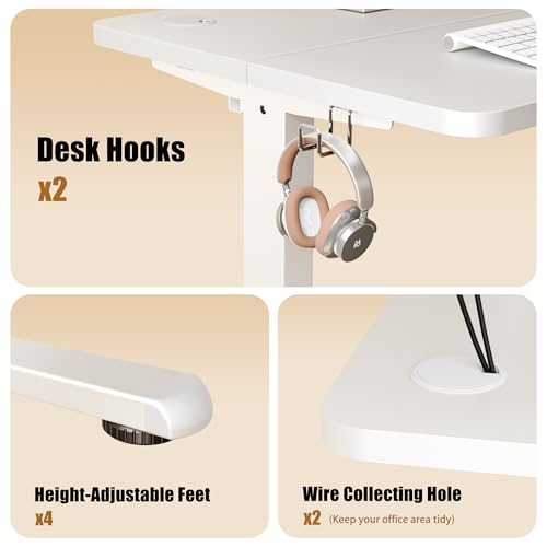 Small Standing Desk, 32"x24" Height Adjustable Sit-Stand Home Office, White | Electric Adjustable Standing Desk, Sit to Stand Computer Office Desk with Splice Board, Memory Preset, Lifts 28.7''-46.5" - color: White Frame-white, size: 32-inch