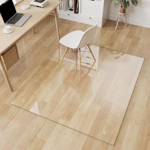 Glass Chair Mat 46" x 55" Tempered Glass Office Chair Mat - color: Transparent, size: 55" x 46"