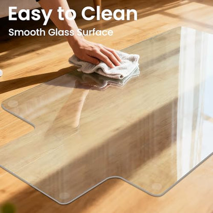 Tempered Glass Chair Mat with Lip, 36”x48” Heavy-Duty Office Floor Protector for Under-Desk Reach, for Carpet & Hardwood, 1/5" Thick - size: 36" x 48" w/ Lip
