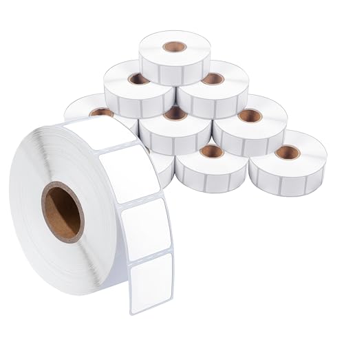 1" X 1" Square Direct Thermal Labels (13750 Count, 10 Rolls) | QR Code Stickers, Price Tags, Barcode Labels for Inventory - Compatible With Zebra Printers, NOT Rollo Compatible - size: 1" X 1"